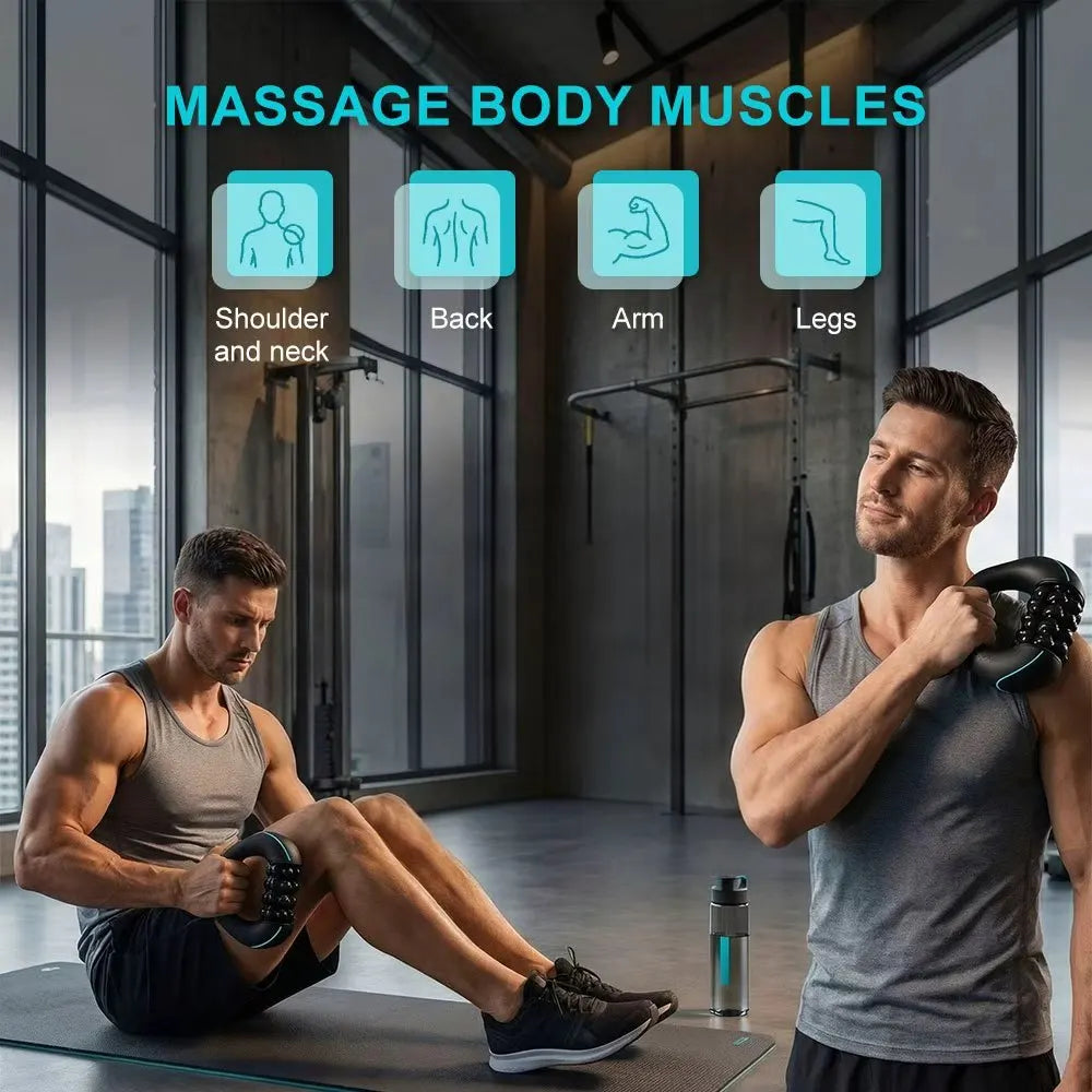 Electric Roller Impact Massage Tool Rechargeable Handheld Massager Portable Massager for Shoulder Back Leg Arm Full Body