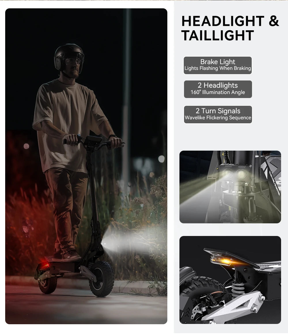 OOTD T10 Electric Scooter 500W Motor 48V13AH Battery City Off-Road Electric Scooter Adult 11 Inch Foldable Electric Scooter