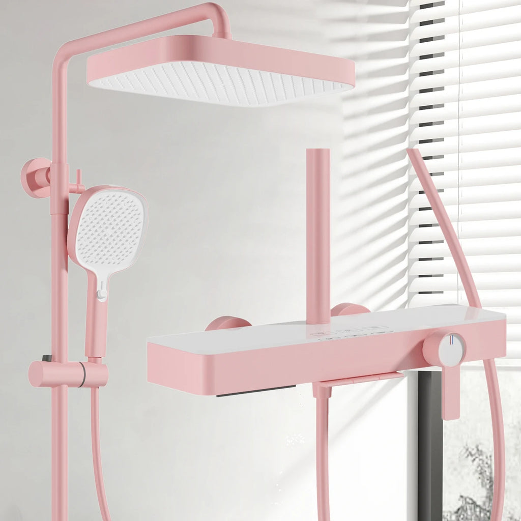 Orange Piano Bathroom Shower Set Waterfall Bathroom Mixer Faucets Rainfall Shower Head Hot Cold Piano Bathroom Shower System