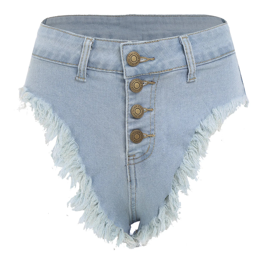 Womens Sexy Denim Hot Chic Short Jeans Pants Ragged Edge Slim Fit Booty Shorts Vacation Beach Daily Casual Clubwear Rave Costume