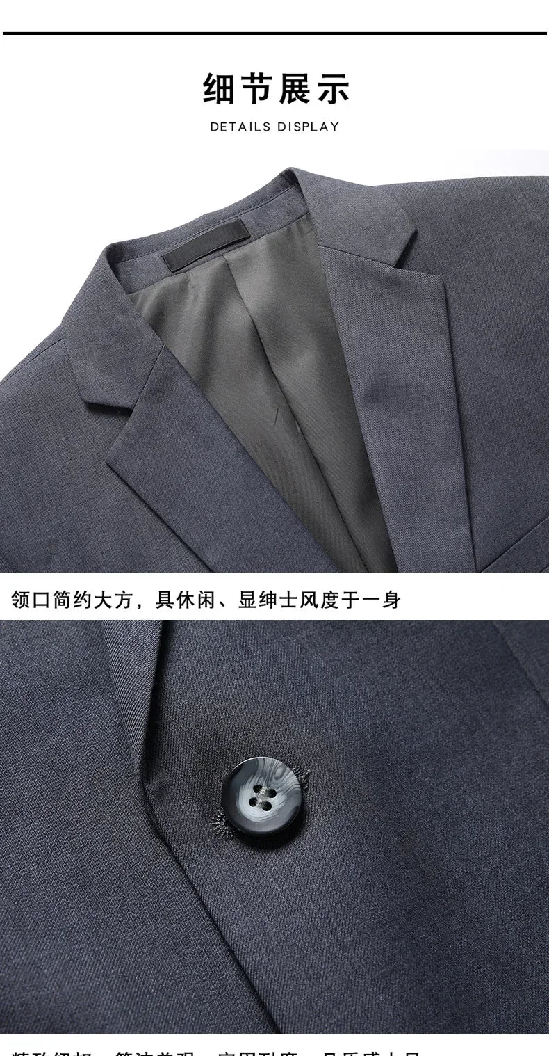 Suit Fashionable Formal Outdoor Gentleman Solid-color Men's Business Wedding Hosting Banquets Casual British Style Fitted Gentle