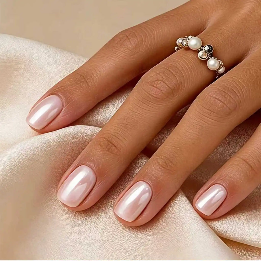 Pink Pearlescent Nail Polish; Quick-Drying, No Lamp Required, Long-Lasting Formula; Adds a Pearly Sheen and Brightens the Nail S