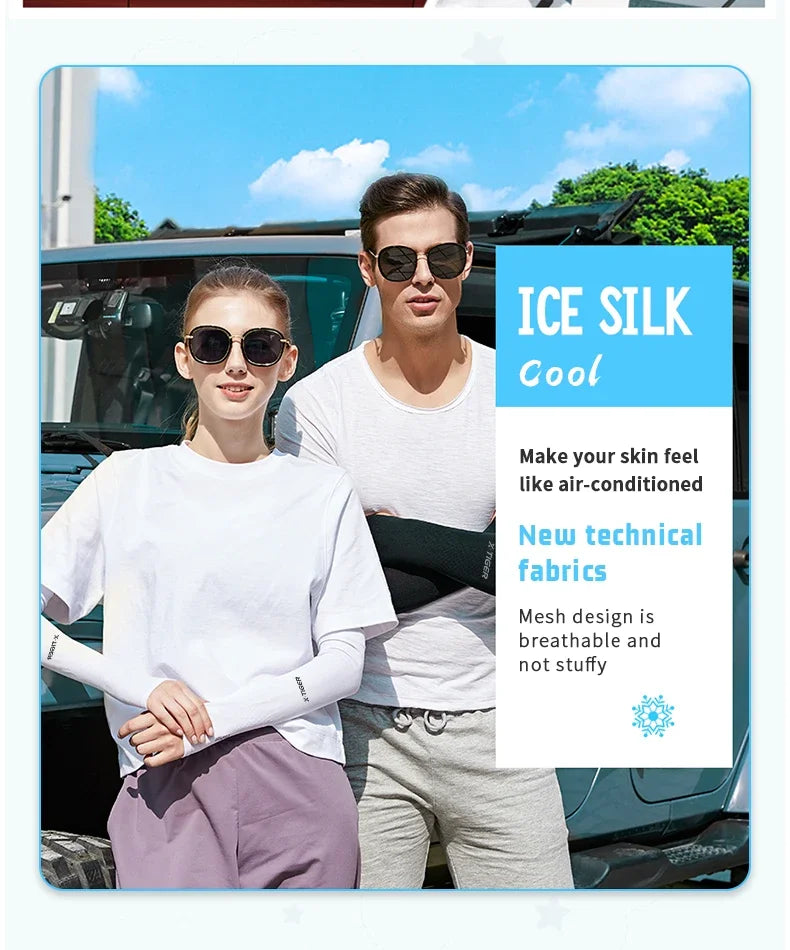 X-TIGER Ice Silk Sports Arm Sleeves Cycling Sun UV Protection Outdoor Travel Running Gym Fitness Cool Summer Arm Sleeves