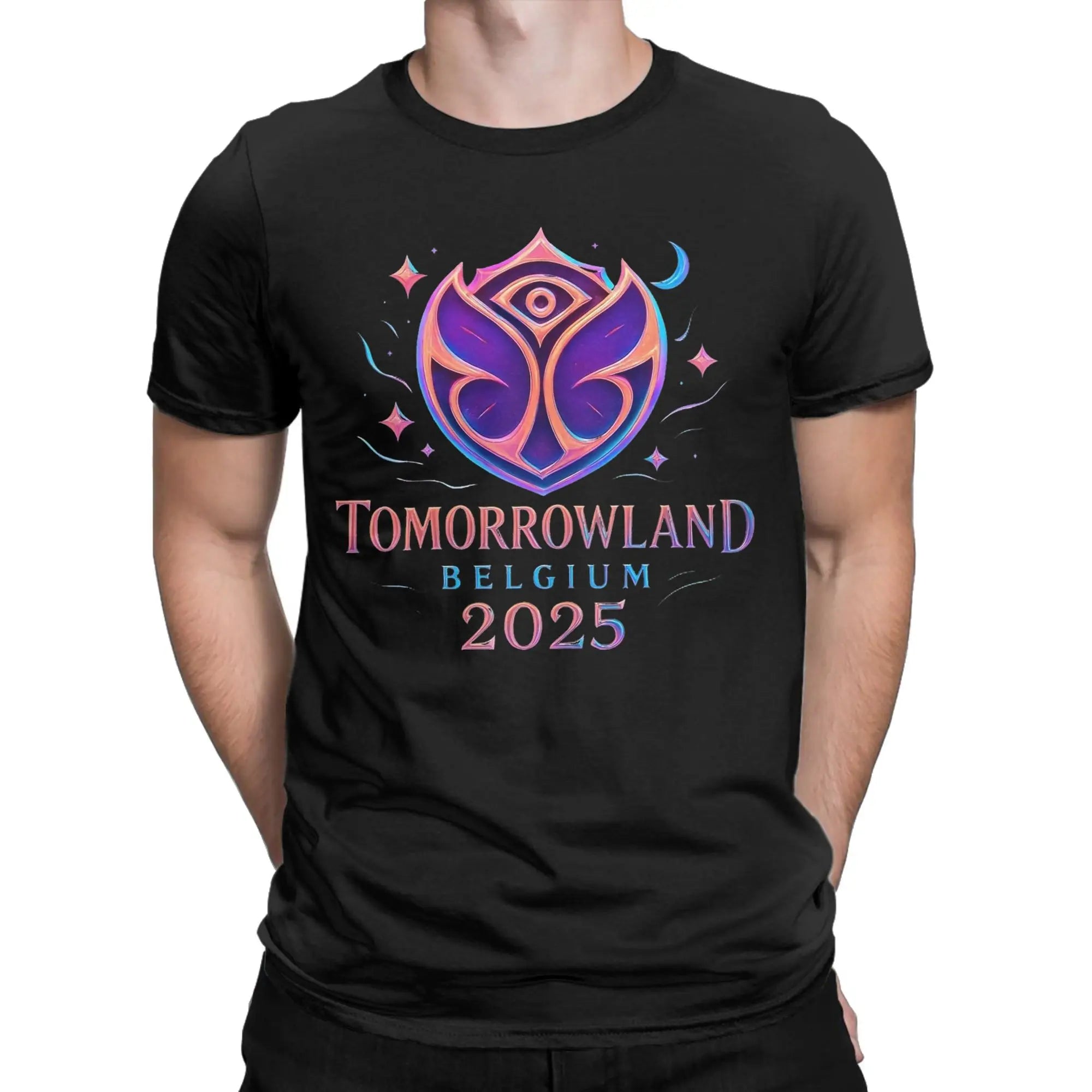 Tomorrowland Belgium 2025 Festival Trip Magical Futuristic Festival T Shirt Beach T Shirts Man Cotton Tees Short Sleeves Tshirt
