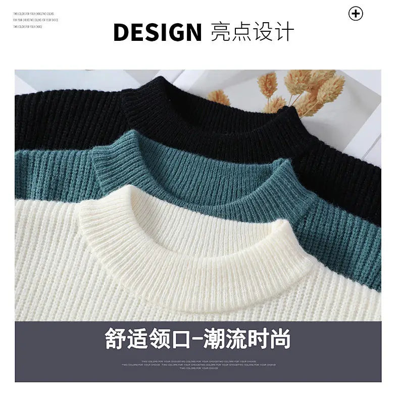 Sweaters men 2024 winter korean style mens warm sweater mens fashion sweaters Splicing color patterns Men's wool pullovers male