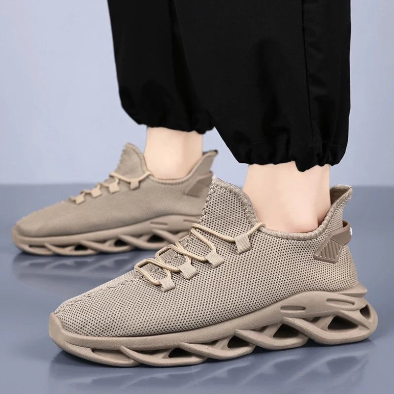 Men's Spring 2025 Breathable Mesh Running Shoes Casual Sports Sneakers Teenage Fashion White Shoes Comfortable Outdoor Footwear