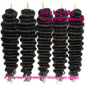 Burmese Curly Crochet Human Hair Pre Looped Deep Wave Human Hair Crochet Miracle Knots Feathered Human Crochet Hair Extensions