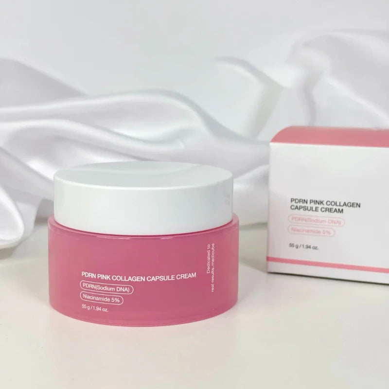 Pink Collagen PDRN Capsule Cream with Niacinamide Cream for Uneven Skin Tone Lightweight Face Moisturizer Non Greasy care