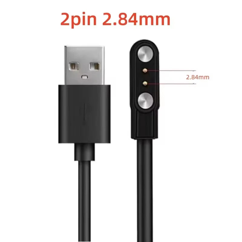 2 Pins 4 Pins Smartwatch Dock Charger Adapter USB Charging Cable Cord for Adult/Kids Smart Watch Power Charge Wire Accessories