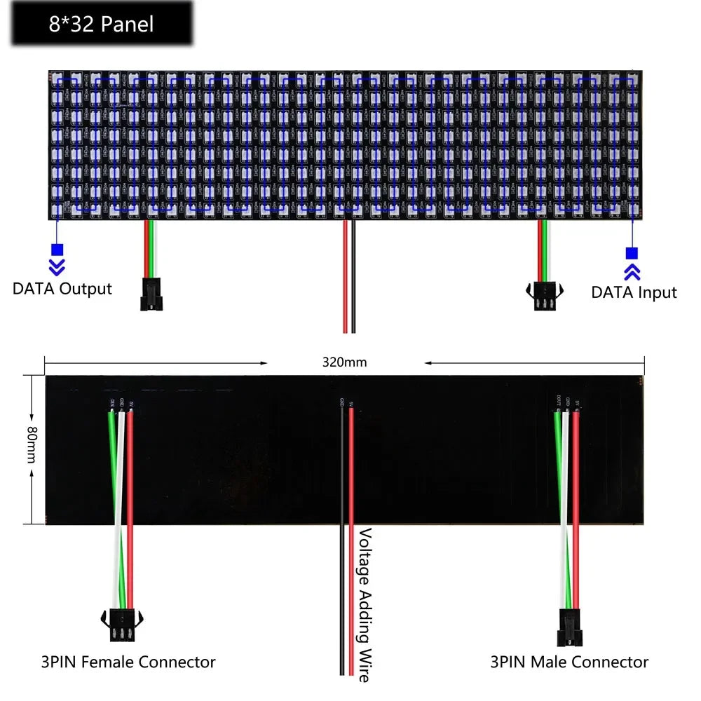 4x12 8x8 16x16 8x32 WS2812 RGBIC Led Digital Matrix Panel Lights WS2812 Flexible Addressable Spliceable Pixel Module Screen DC5V