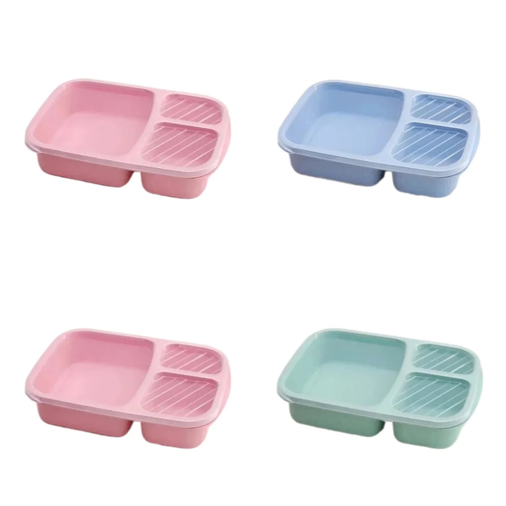 1/2pcs Bento Lunch Box Set 3 Compartment Food Storage Containers Wheat Straw Meal Prep Lunch Box Plastic Food Storage Containers