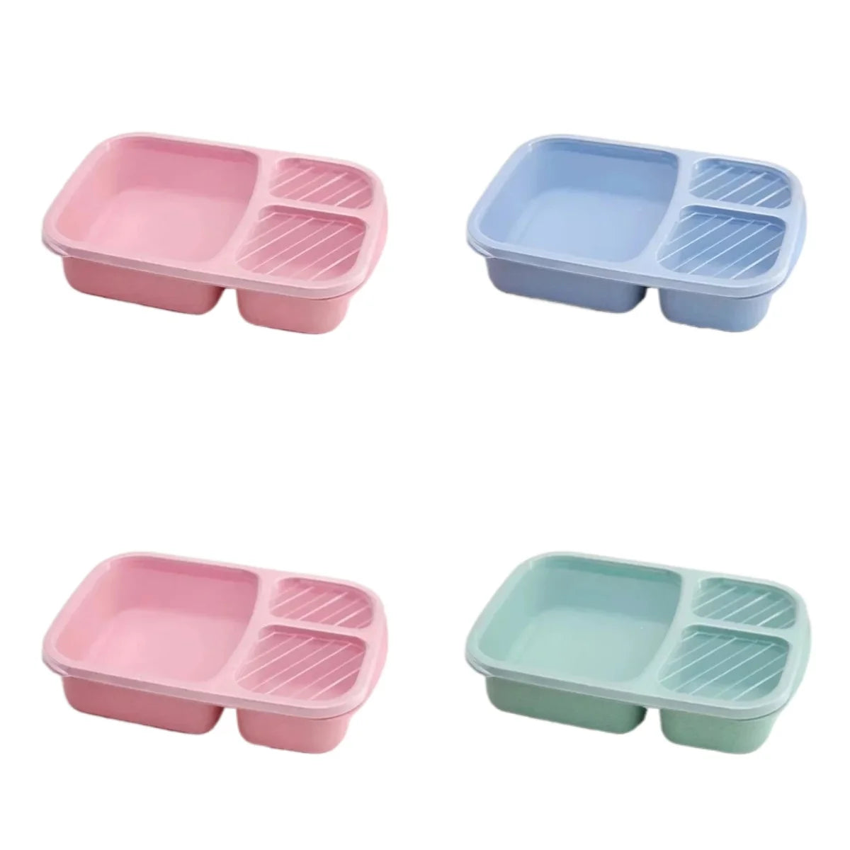1/2pcs Bento Lunch Box Set 3 Compartment Food Storage Containers Wheat Straw Meal Prep Lunch Box Plastic Food Storage Containers