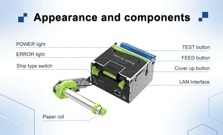 Cashino KP-802 80mm /USB/RS232 LAN Kiosk Thermal Ticket Printer With Auto Cutter for Parking Entrance Kiosk