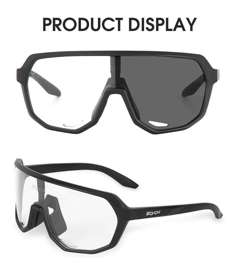 SCVCN Photochromic Cycling Sunglasses Cycling Glasses UV400 Bicycle Eyewear Sports MTB Outdoor Bike Goggles Sunglasses Eyepieces