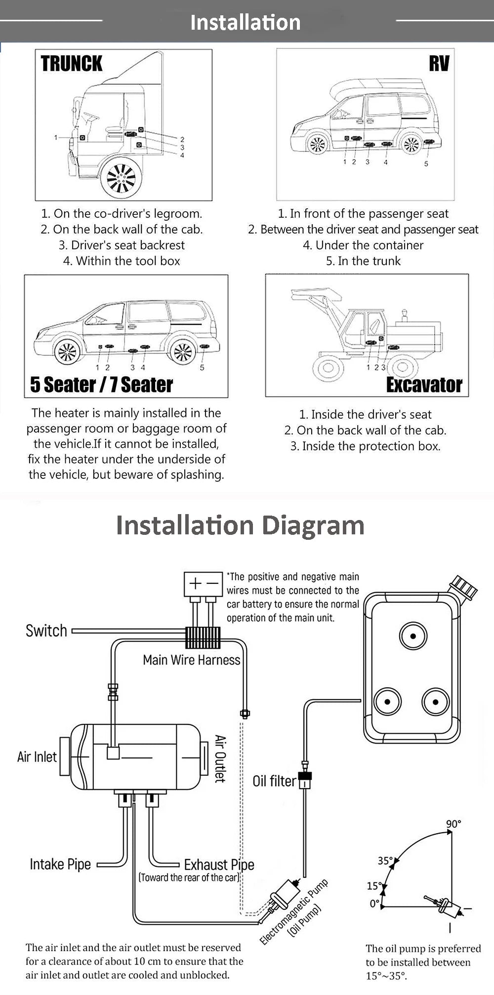 425*148*162mm Top Quality 12V 5KW Energy-Saving Car Air Conditioner Air for Car Boat RV