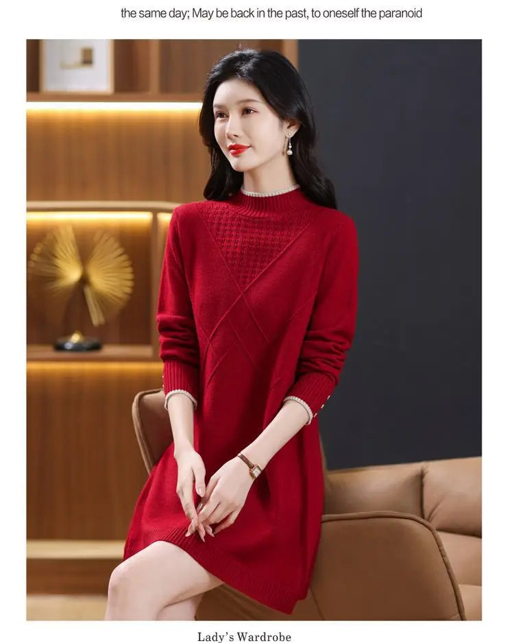 Women's Turtleneck Knitwear Top Long Sleeve Pullover Sweater Woman Clothing Fall Winter Knit Basic Blouse Wool Ladies Sweater