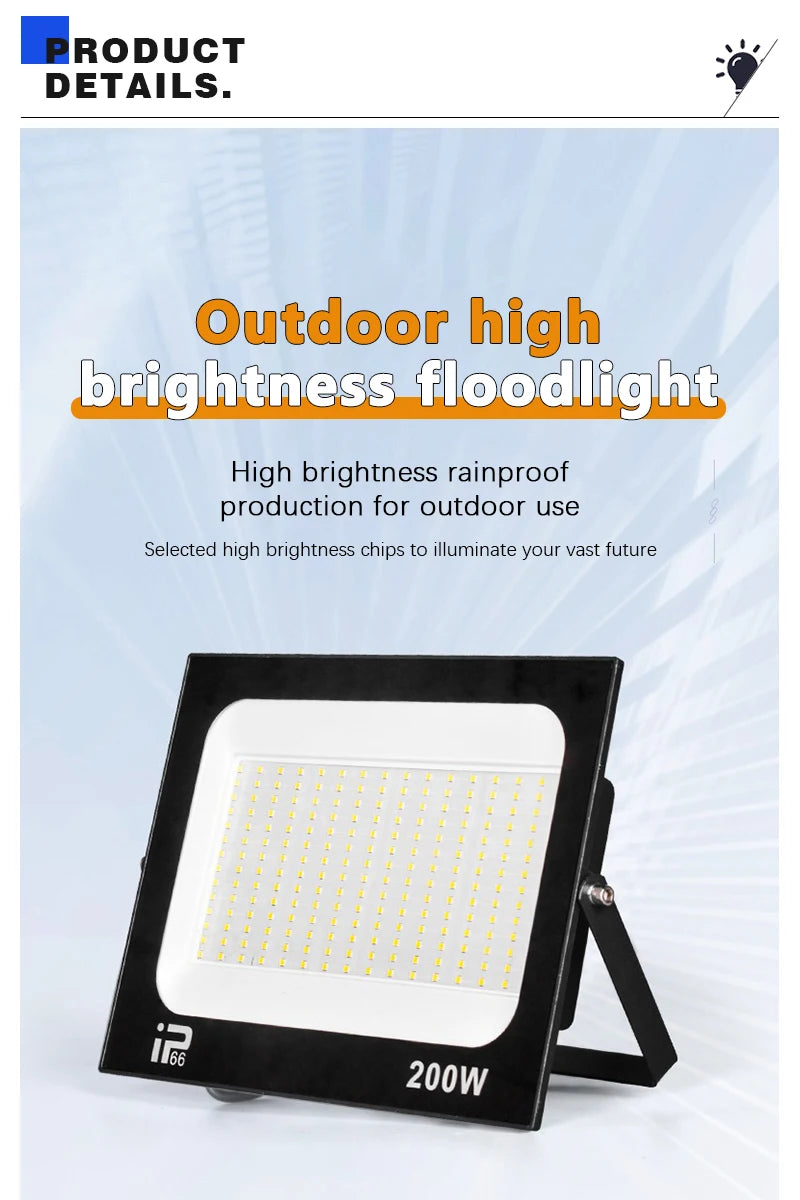 Outdoor IP66 Waterproof Path Light Spotlight LED Floodlight AC220V 10W 20W 30W 50W 100W 200W Outdoor Garden Porch Courtyard Lamp