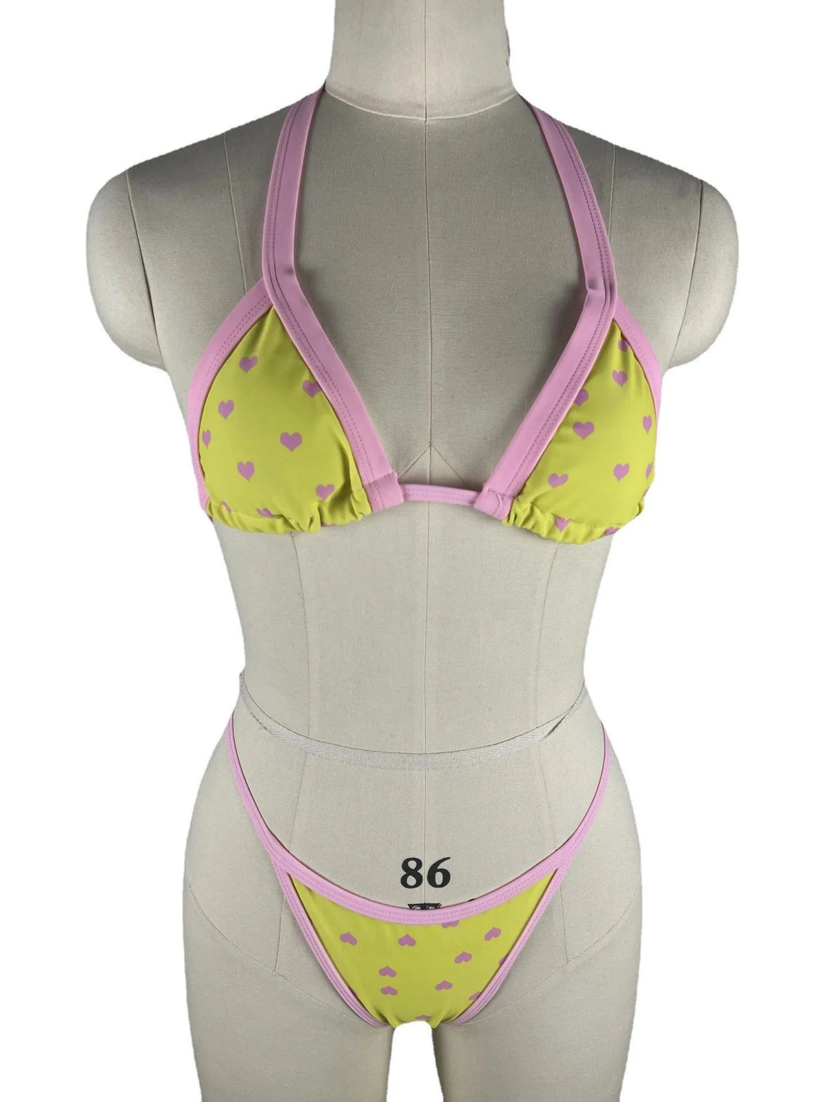 Sexy Bikini Swimsuit Digital Print Two-Piece Women's Triangle Soft Pack Swimwear Trendy Floral Pattern without Shoulder Straps