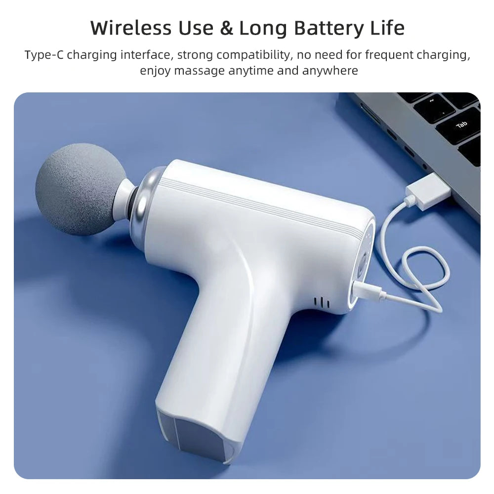 USB Portable Electric Massage Gun Mini Fascia Gun High Frequency Vibration Body Massage Gun Muscle Relaxation Fascia masajeador