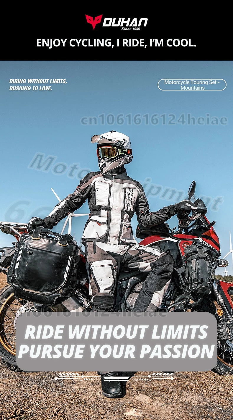 Waterproof Motorcycle Jacket and Pants Suit with CE Level Fall Protection Motocross Riding Gear for All Weather Conditions