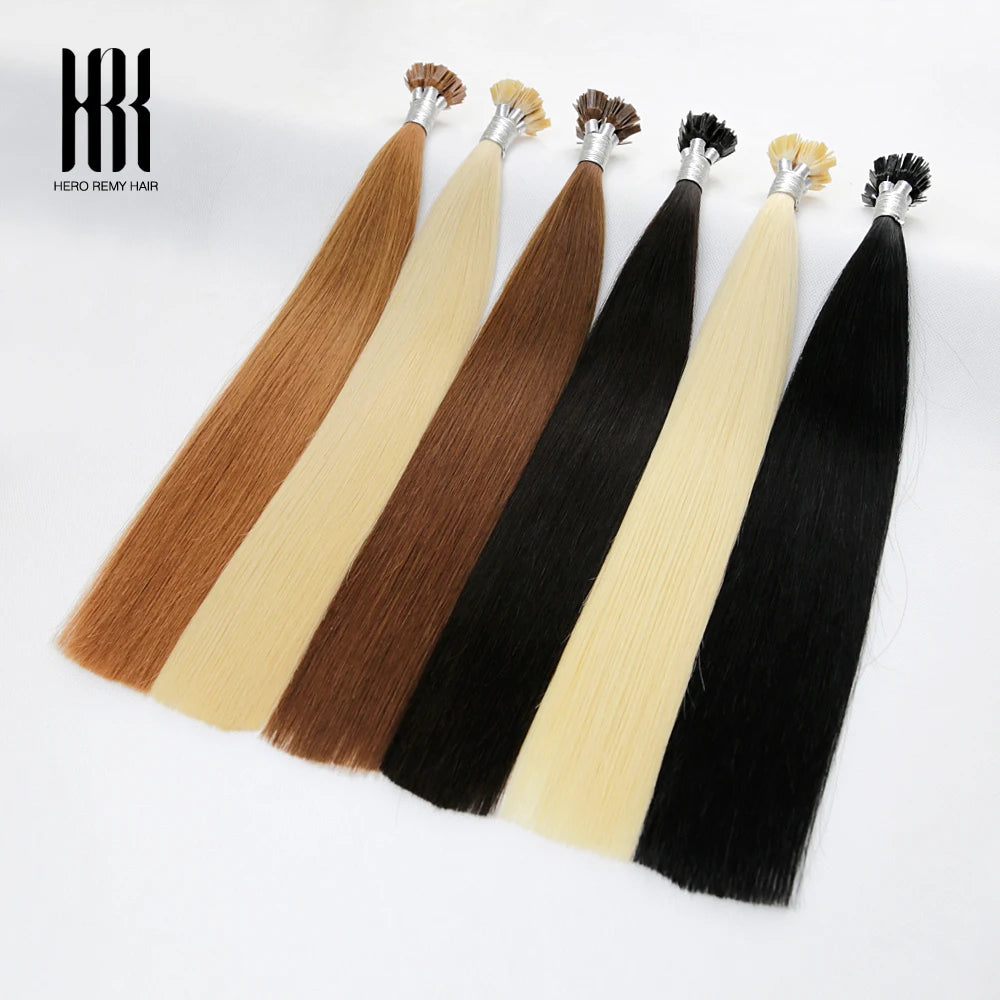 Flat K Tip Hair Extension 100% Remy Human Hair Keratin Fusion Pre Bonded Natural Straight Real Hair Salon Quality 16-22" 1g/s