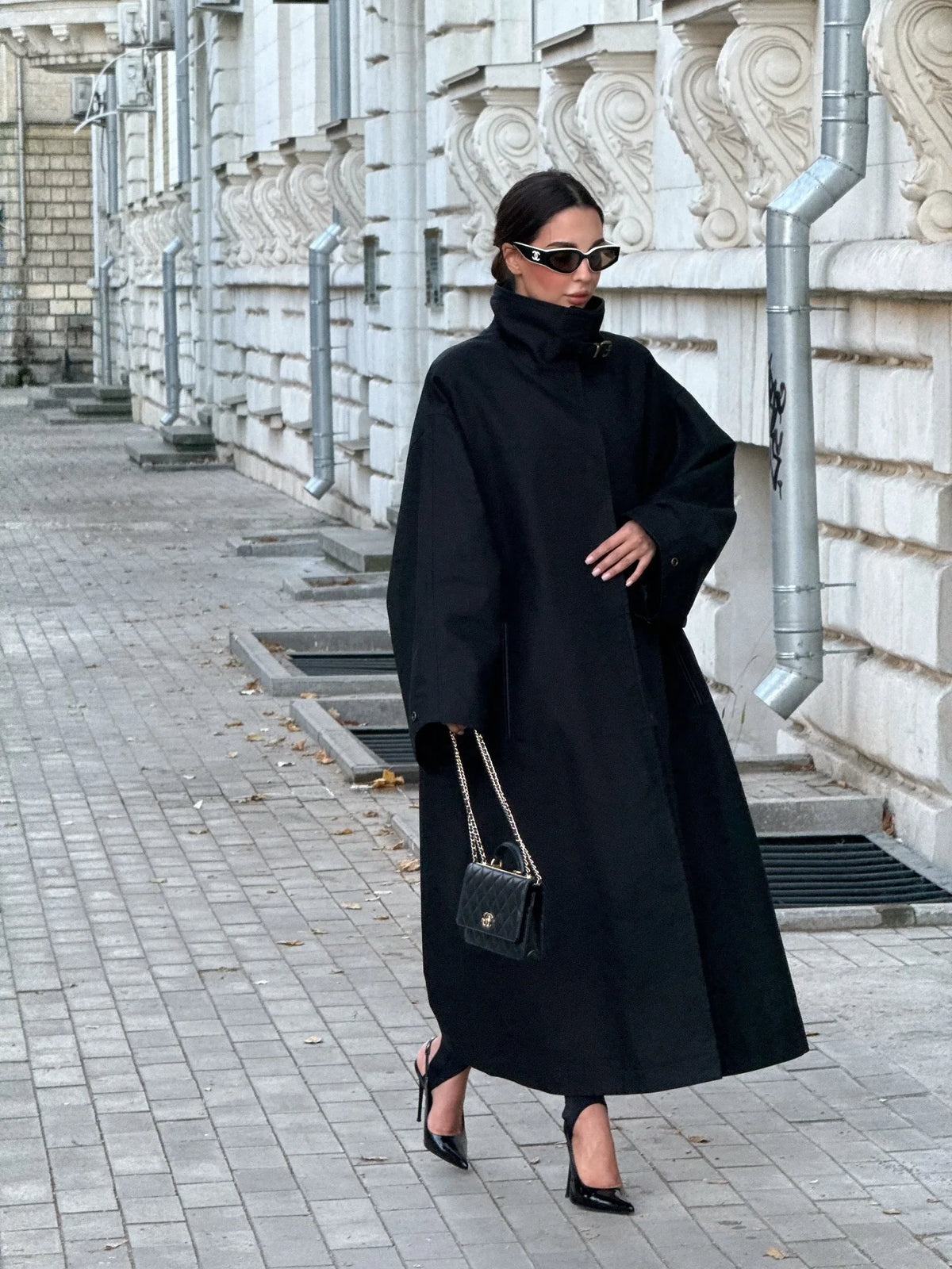 Women Green Oversized Belt Overcoat Elegant Long Sleeve Pleated Lapel Lace Up Windbreaker Autumn Lady Daily Street Outerwears
