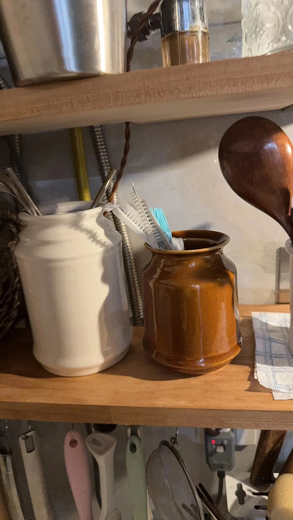 Kitchen Utensil Holder, Ceramic Cooking Utensil Holder for Counter Top, Storage Organizer for Spatula Spoon and Fork Storage Jar