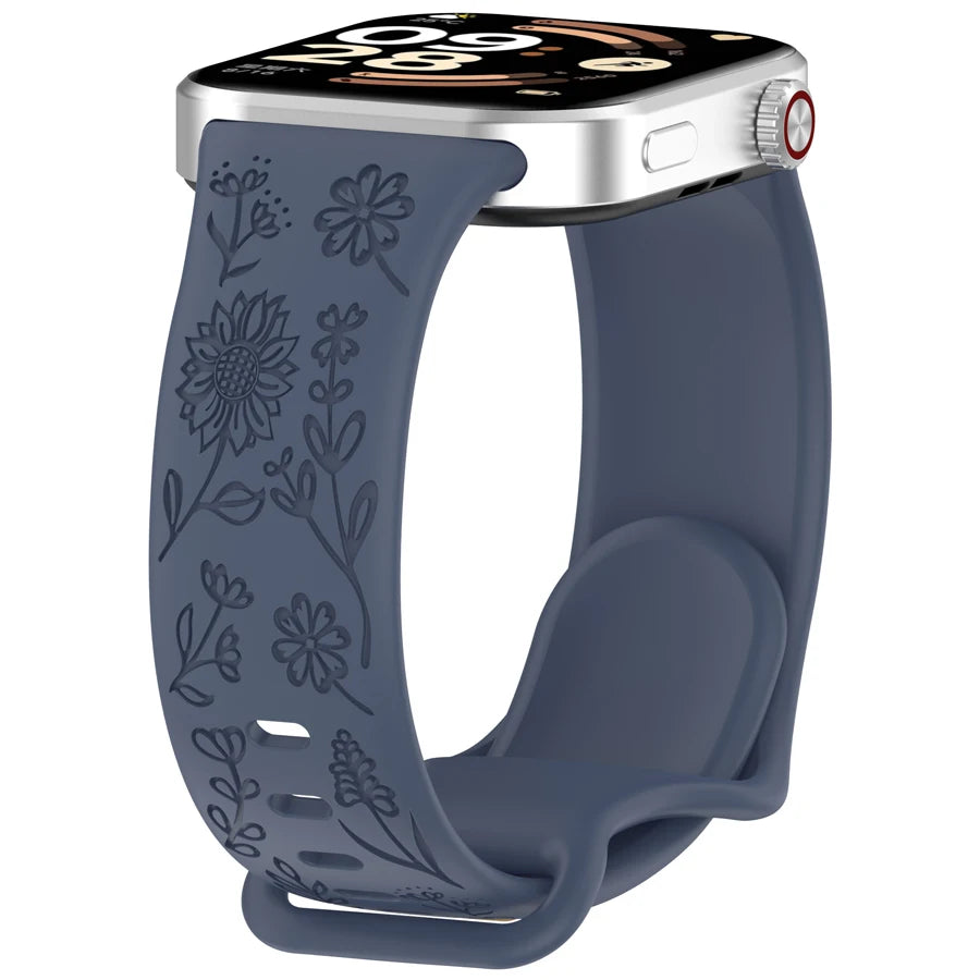 3D Carved Flowers Strap For Xiaomi Mi Smart Band 8 Pro/9 Pro/10 Pro Replacement Sport WristBand For Redmi Watch 4 5 6 Bracelet