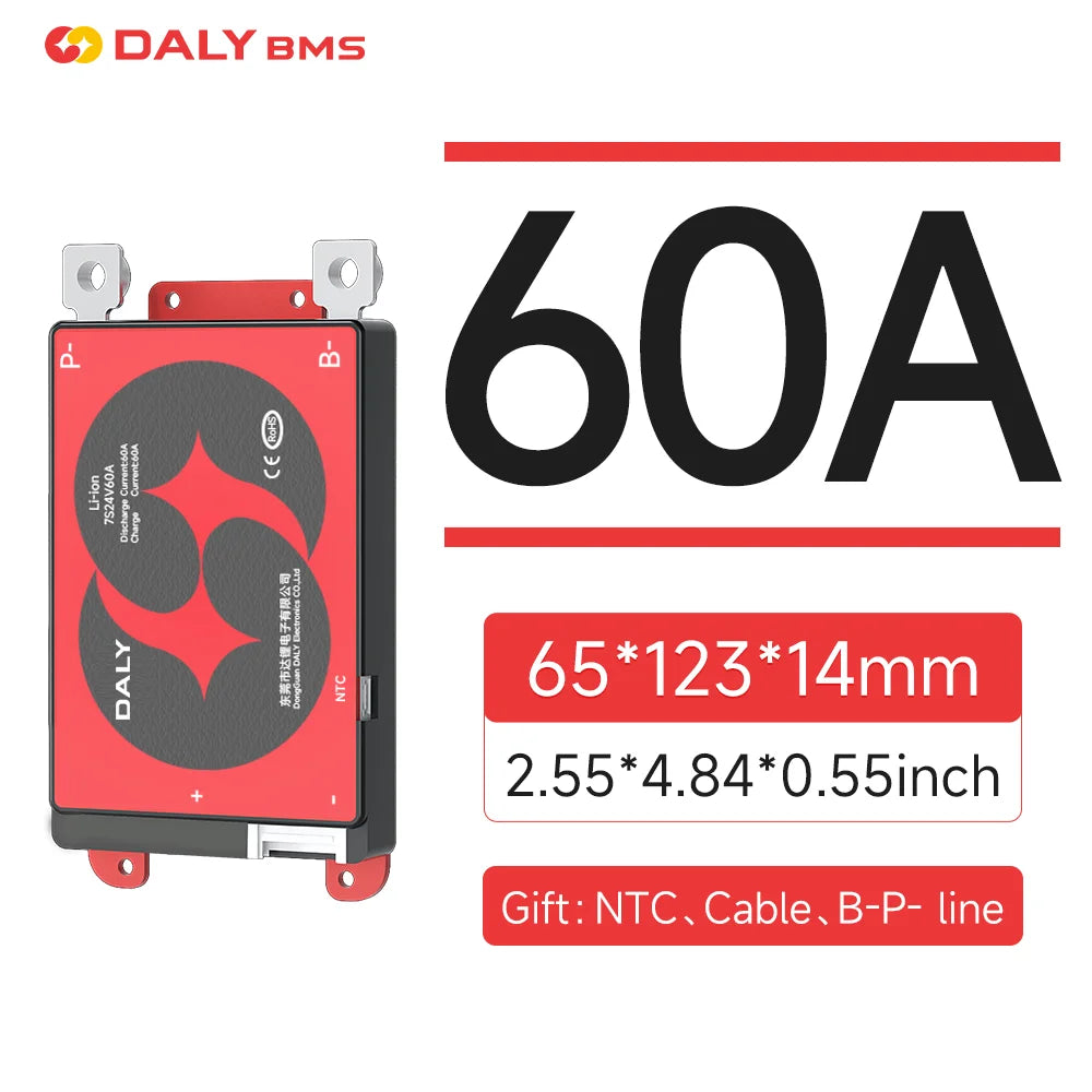 Daly Lifepo4 4S BMS Li-ion 18650 Battery 16S 48V 17S 20S 24S 60V 20A 40A 60A 100A 150A 200A 250A Scooter Balance with NTC
