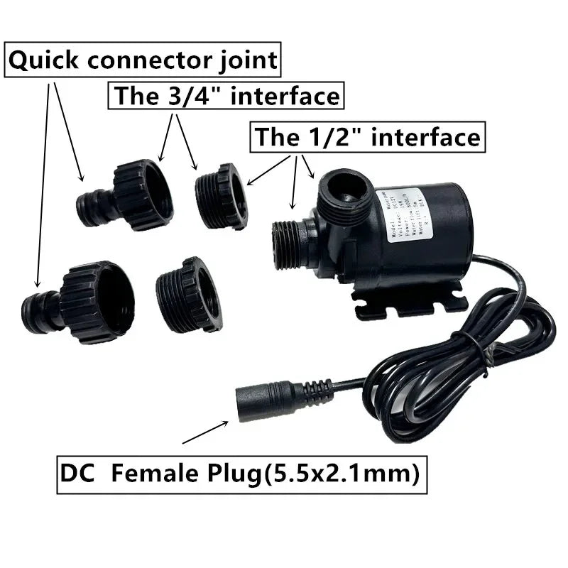 DC 12V 24V Brass Joint Water Pumps 800L/H Solar Brushless Motor Water Circulation Water Pump Ultra Quiet  Submersibles Pump