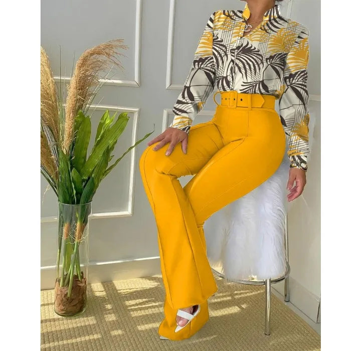 Pants 2 Piece Sets Womens Outfits Fashion Versatile Casual Girdle Blouse Suit of Female Streetwear Autumn and Winter New 2023