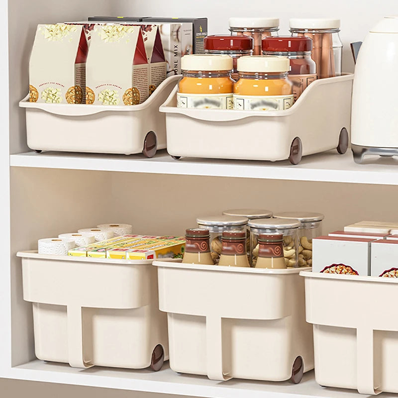 【N】Kitchen Sundries Storage Case With Wheels Seasoning Bottle Jar Storage Container Kitchen Closet Organizer