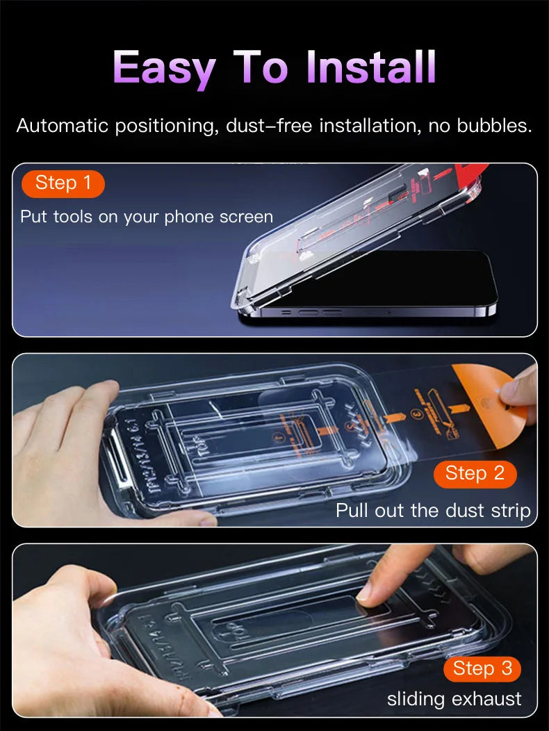 1-10PCS Oleophobic Coating Privacy Screen Protector For iPhone 17 16 14 15 12 11 13 X XS Pro Max Air Mini Dust Free Installation