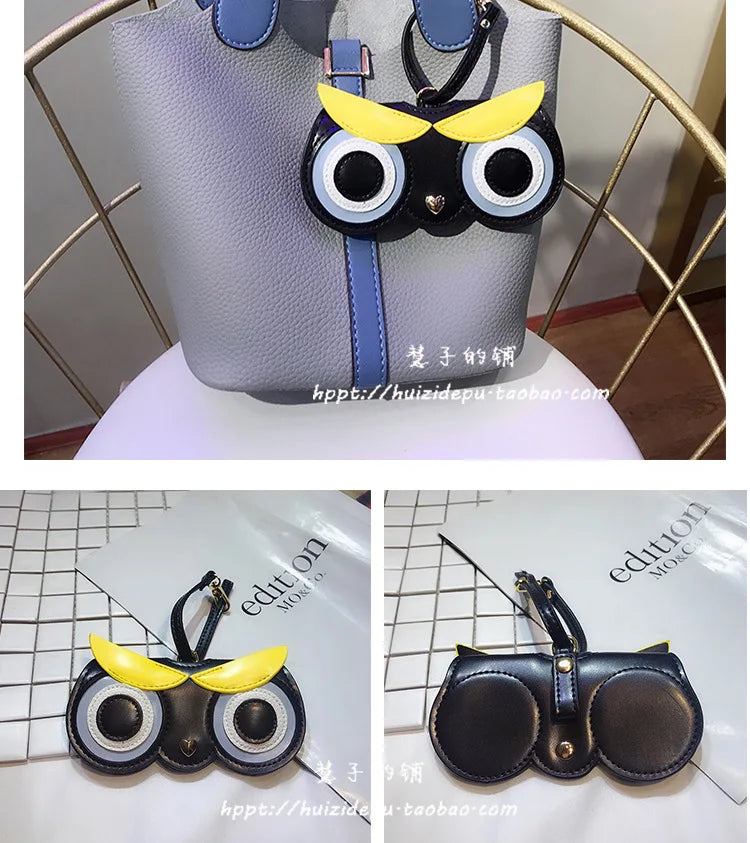 ins cartoon cute glasses case portable men and women sunglasses myopia glasses organizer bag protective sleeve glasses bag charm