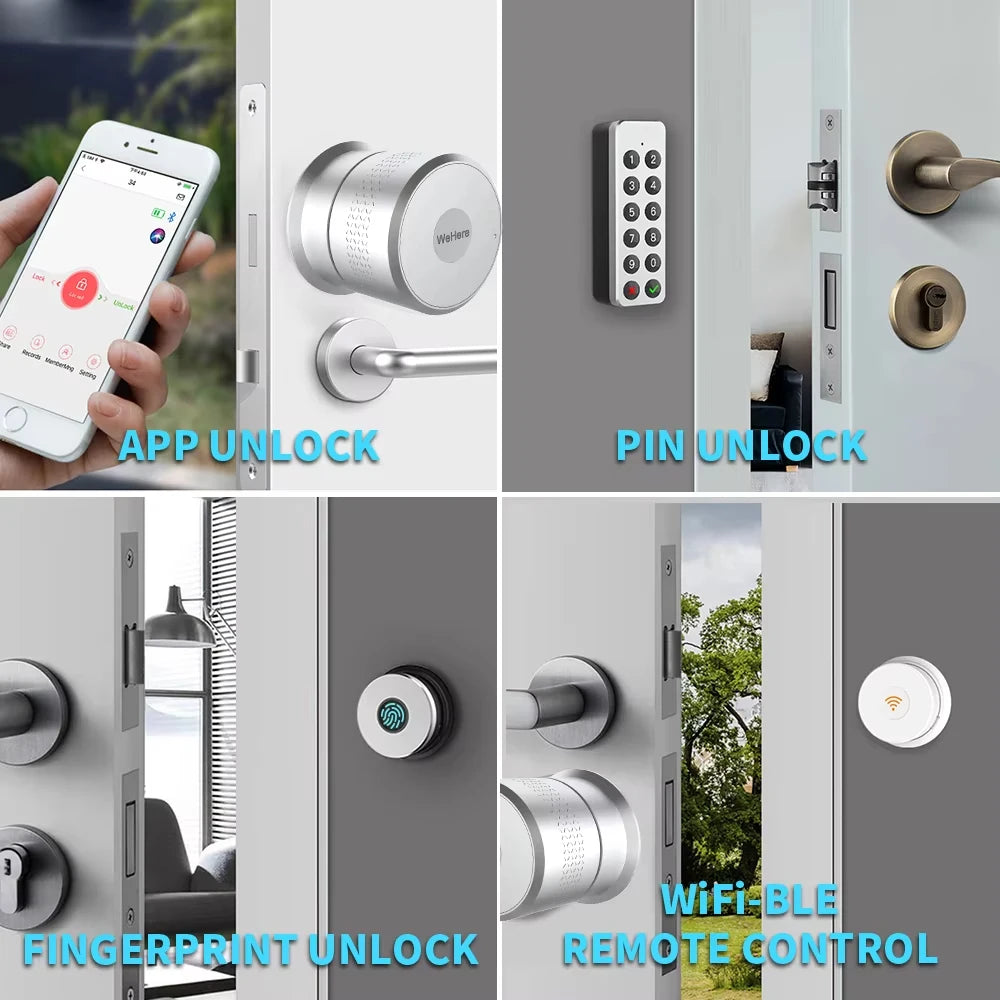 Wehere M521 Smart Door Lock Fingerprint Cylinder Bluetooth for Door 50-100mm Thickess Support TUYA TTlock Multiple Option