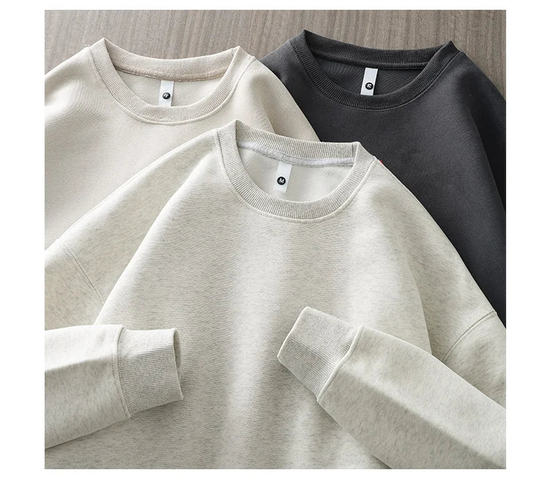 DUKEEN 460G Heavyweight Men's Sweatshirts 2025 Autumn Round-Neck Long Sleeve Solid Color Sport Pullover 11 Color Choose