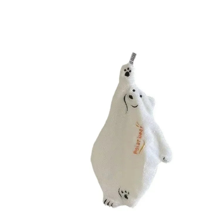 Polar Bear Hand Wiping Towel Super Absorbent Hanging Kitchen Towel Coral Design Thick Cartoon Hand Towel