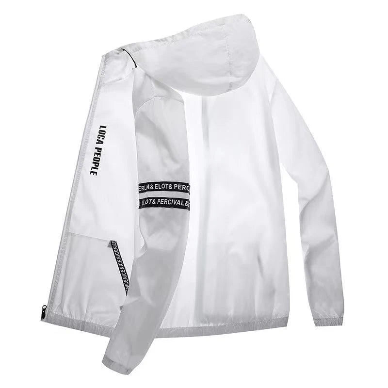 Summer Sun Protection Clothing Men's Casual Waterproof Quick-drying Bicycle Hooded Jacket Plus Size Hiking Thin Skin Windbreaker