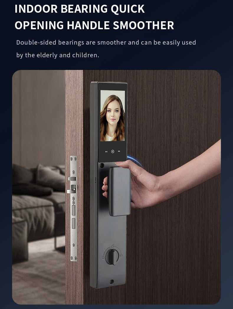 Tuya WiFi High Quality Aluminum Smart Lock Fingerprint Face Recognition Full-Automatic Door Lock With Memory Card For Steel Door