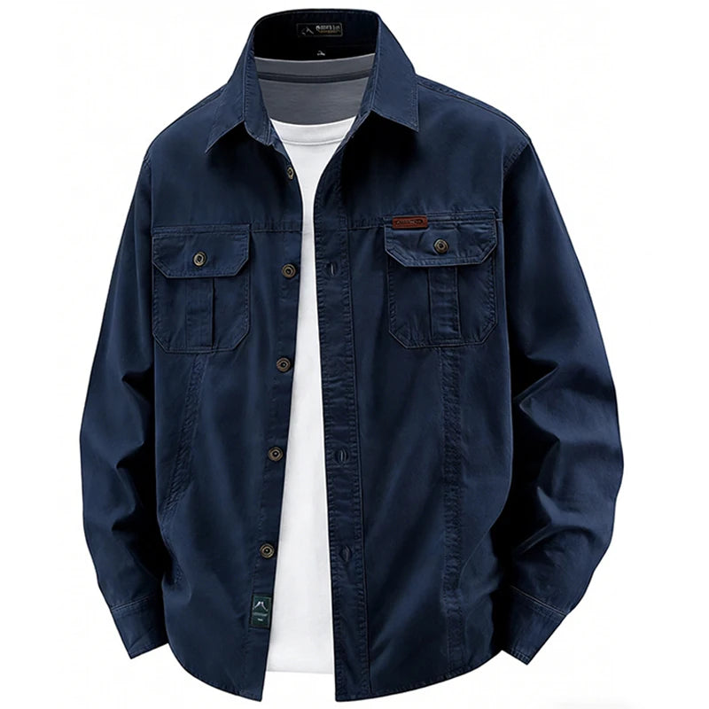 Business Military Shirts Men Tactics Long Sleeve Spring Autumn 100% Cotton Vintage Multi-pocket Cargo Shirts Menswear Clothing