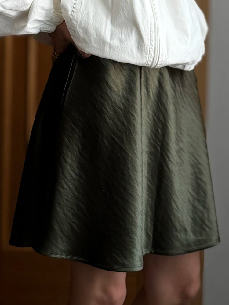 Summer Short Skirts For Women Office Wear Black A Line Luxury Mini Satin Skirt Ladies High Waist Simple Women's Skirts Silk