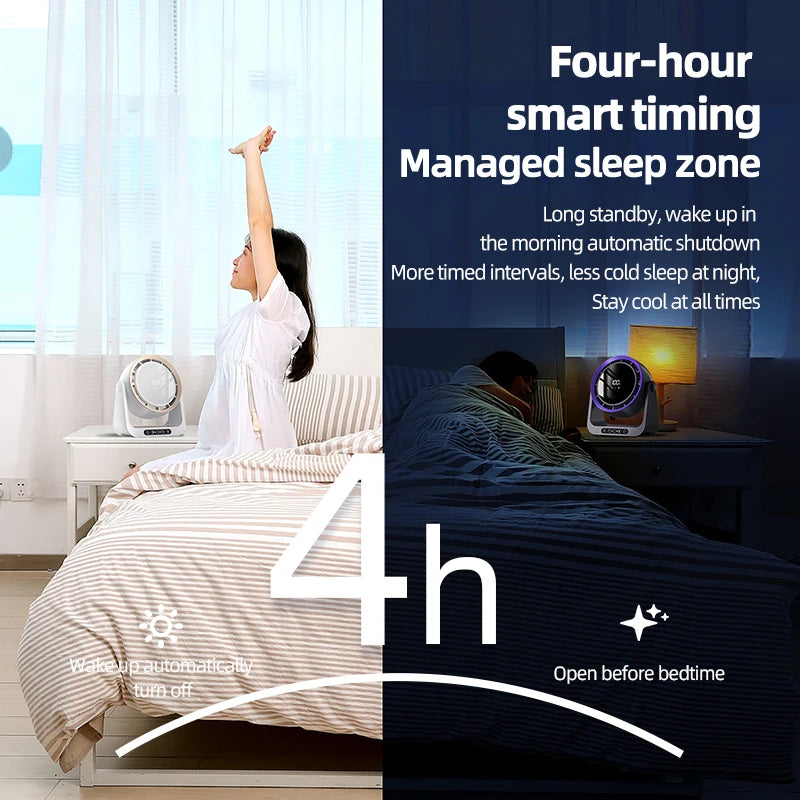 Desktop Circulating Fan With Remote Control Mini Table Fan 4000 mAh Large CapacityRechargeable Wall-mounted Fan With Night Light