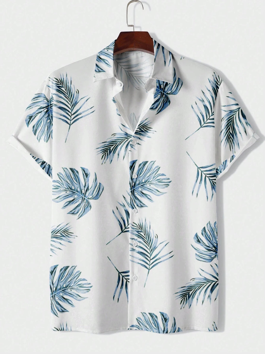 Men's Hawaiian Botanical Flower Print Men's and Women's Short-Sleeve Shirts Men's Lapel Seaside Button-Down Casual Men's Shirts