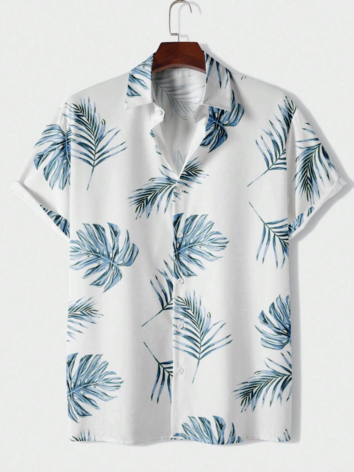 Men's Hawaiian Botanical Flower Print Men's and Women's Short-Sleeve Shirts Men's Lapel Seaside Button-Down Casual Men's Shirts