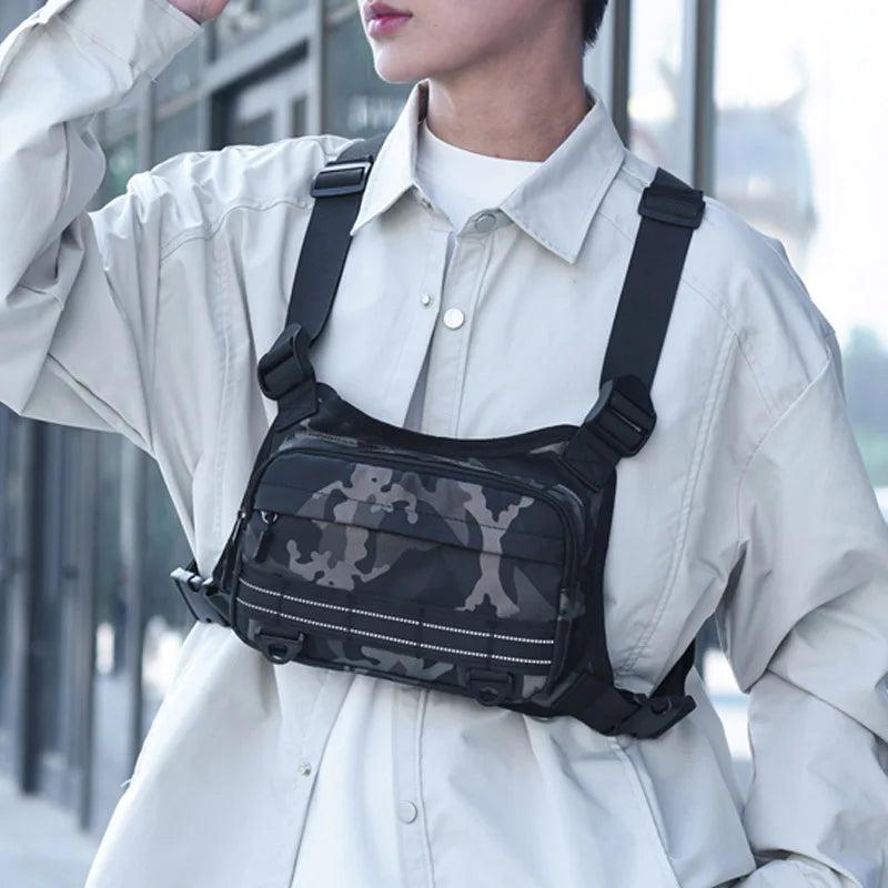 Outdoor Sport Chest Bag Unisex Cycling Bag Hiking Marathon Chest Rig Bag Lightweight Running Vest Backpack Travel Storage Pocket