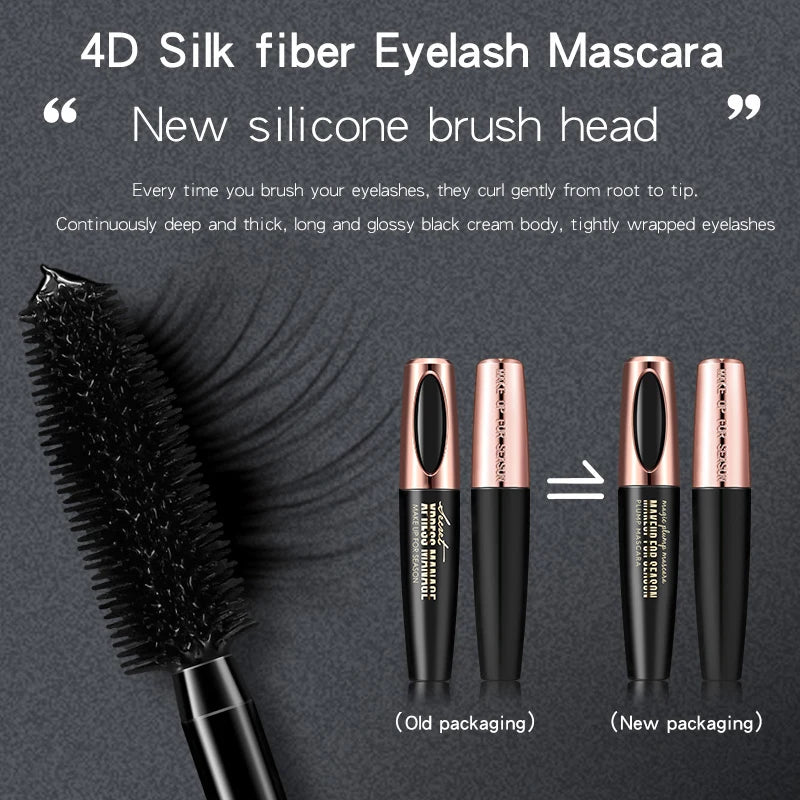 Waterproof 4D Mascara Thick Long Smudge-proof Plump Encrypted Long-lasting Curling Large Eye Makeup, Makeup Tools