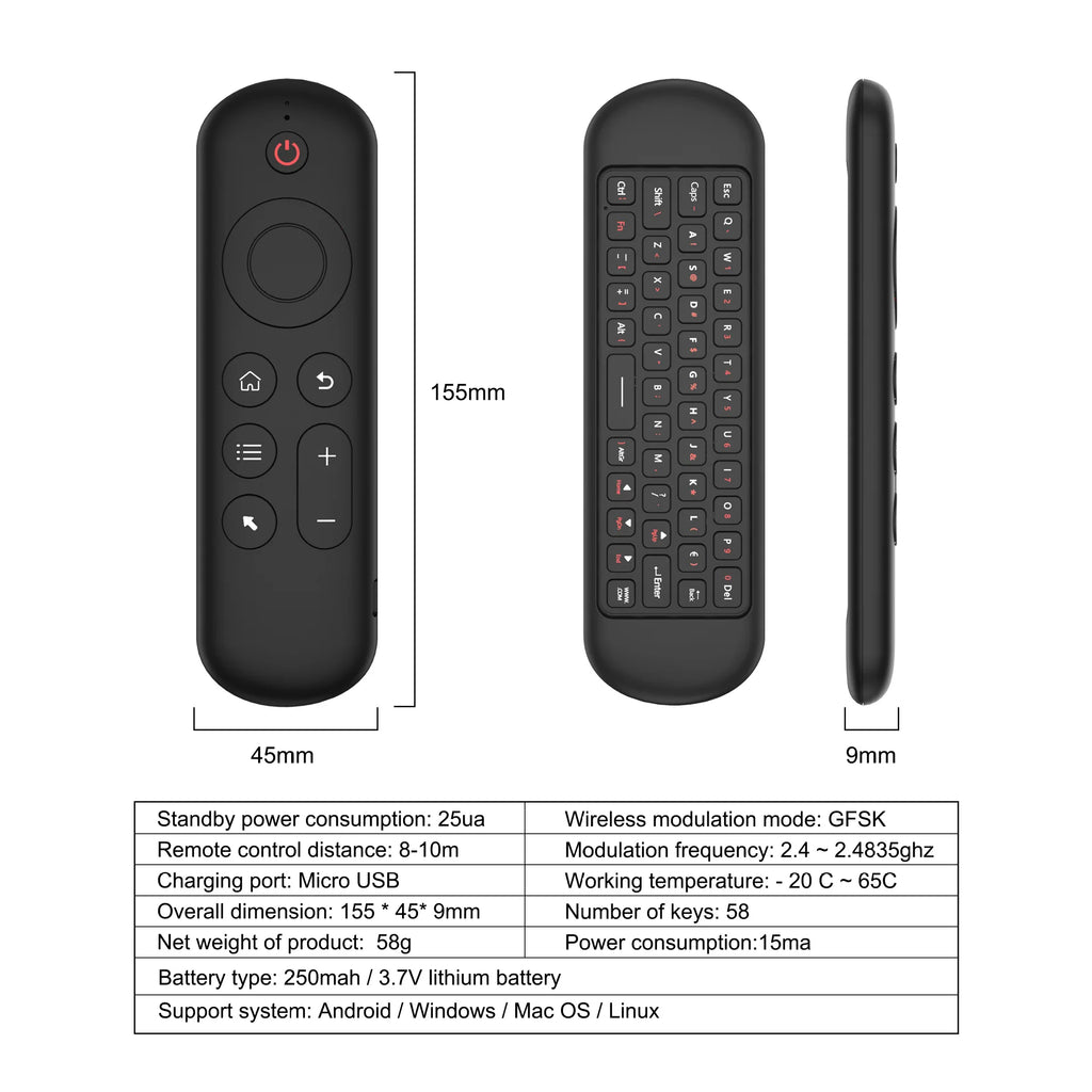 MRSVI Air Mouse Remote Control M5 Wireless 2.4G&Bluetooth With 7 Color Backlit Gyroscope Keyboard for Smart Android TV Box,PC