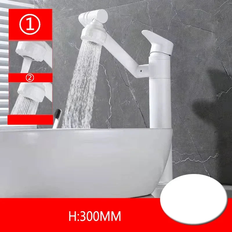 1080° Swivel Bathroom Sink Faucet Basin Faucet Mixer Deck Mounted Splash Proof Water Tap Shower Head Aerators Tapware