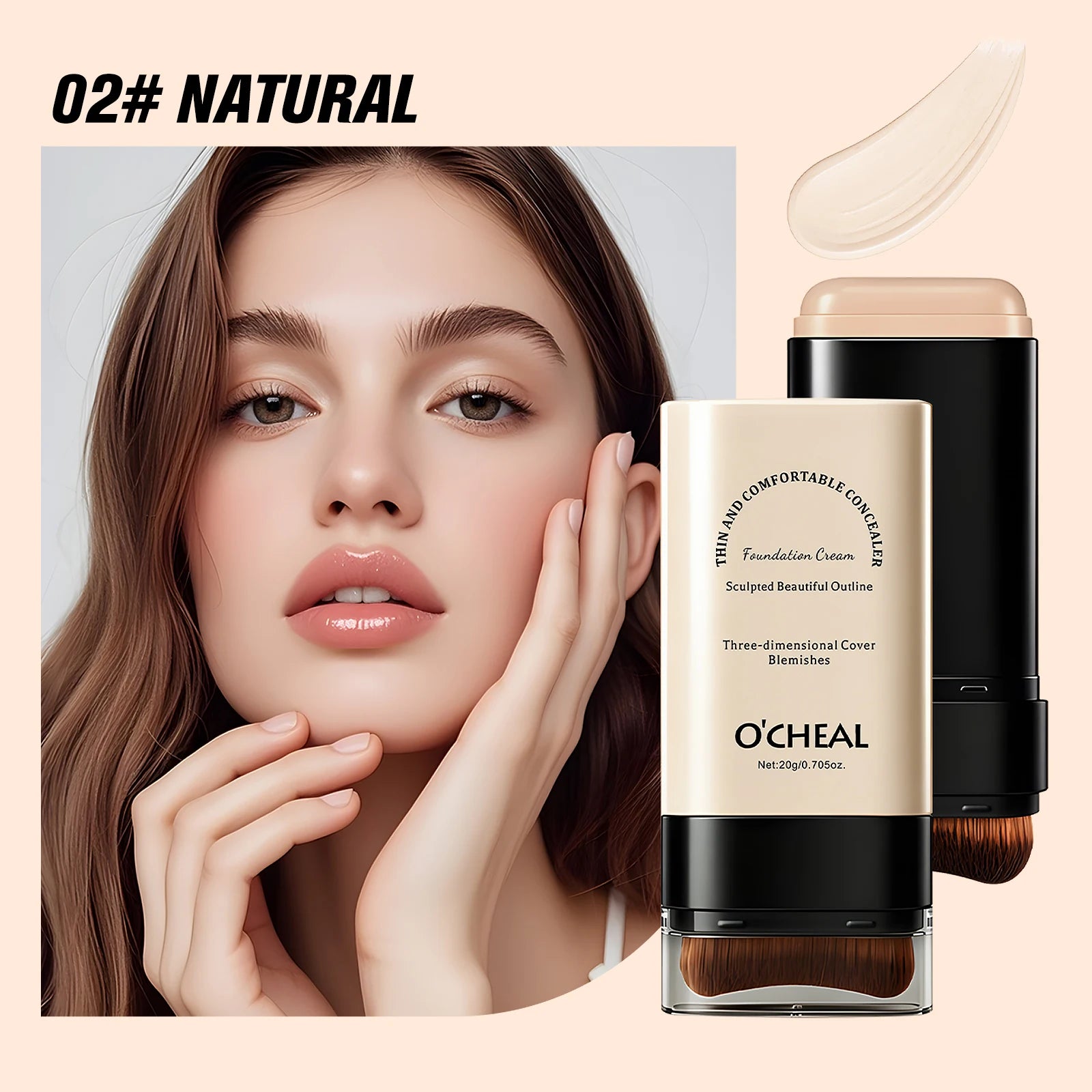 Double-Headed Foundation Make-Up Stick, Waterproof, Set Makeup, conceal, Moisturize, Control Oil, Brighten, No Makeup Transfer