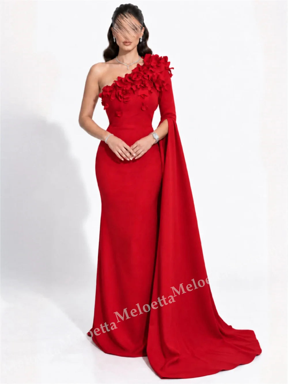 Customized Elegant AppliqueOne-shoulder Evening Gowns for Banquet Prom Wedding Guest Dress Formal Occasion Chic